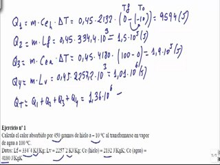 Energía termica y calor 1º Bachillerato ejercicio 1