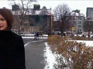 Traversée du campus enneigé