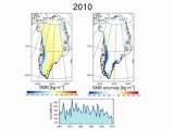 Evolution de la calotte glaciaire du Groenland