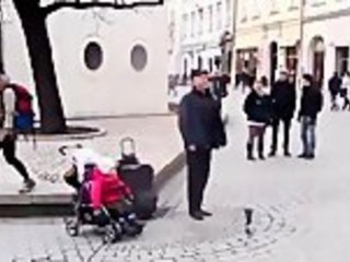Baby Joins Street Performer
