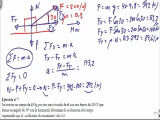 Fuerzas Ley de Newton 1º Bachillerato ejercicio 7