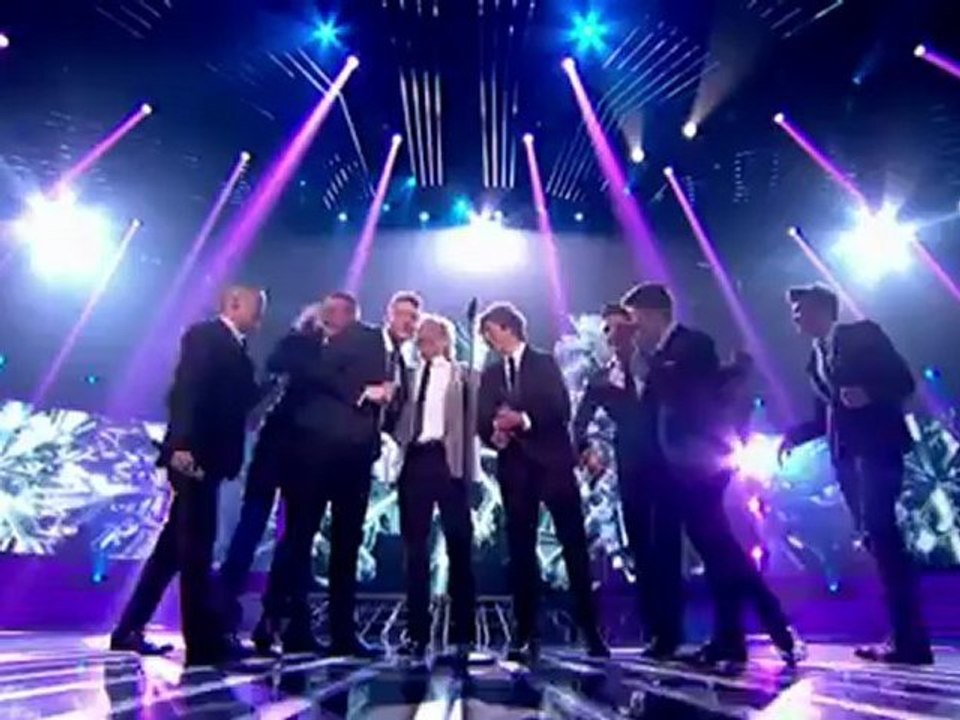 The X Factor 2012 Remaining Finalists James Arthur,Jahmene Douglas,Union J And Christopher Maloney  And Suprise Guest Rod Stewart sing Merry Xmas Baby - Semi-Final Results - The X Factor UK 2012
