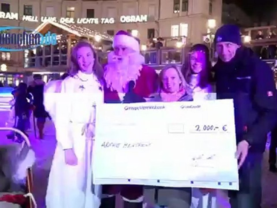 Münchner Eiszauber: Nikolaus Aktion 2012 mit Huskies und 'Nikolaus' Frederic Meisner