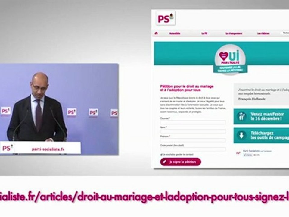 Harlem Désir présente la pétition pour le mariage et l'adoption pour tous