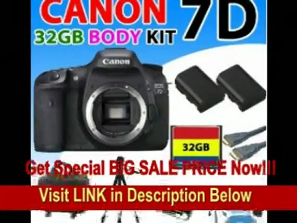 [BEST BUY] Canon EOS 7d Digital SLR Camera (Body) Kit with 32gb Compact Flash Memory Card, Premium Deluxe Carrying Case, 57 Inch Tripod and More (32gb Premium Kit)