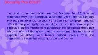 Delete Vista Internet Security Pro 2013 Rogue Anti-Spyware Quickly