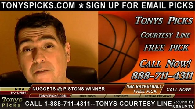 Detroit Pistons versus Denver Nuggets Pick Prediction NBA Pro Basketball Preview 12-11-2012