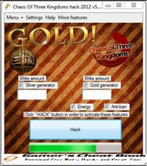 Chaos of Three Kingdoms Silver, gold, Energy Cheat Tool Download For Facebook