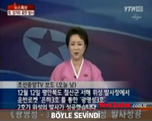 Kuzey Koreli sunucunun roket fırlatma haberi sevinci