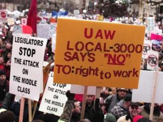 Protests as Michigan passes 'anti-union' law
