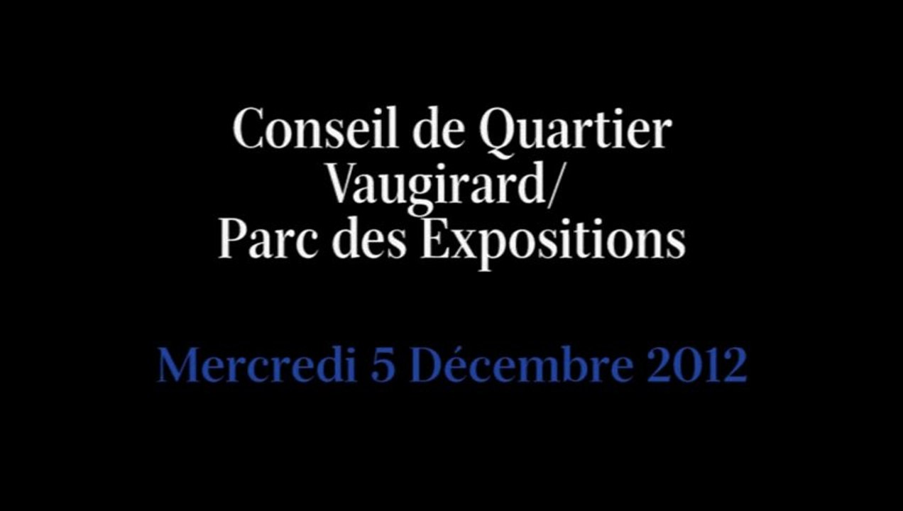Conseil de Quartier Vaugirard / Parc des Expositions du Mercredi 5 Décembre 2012