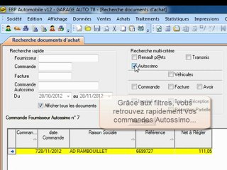 EBP Automobile : L’interface EBP – Autossimo