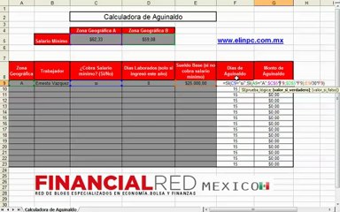 Calcular aguinaldo con excel