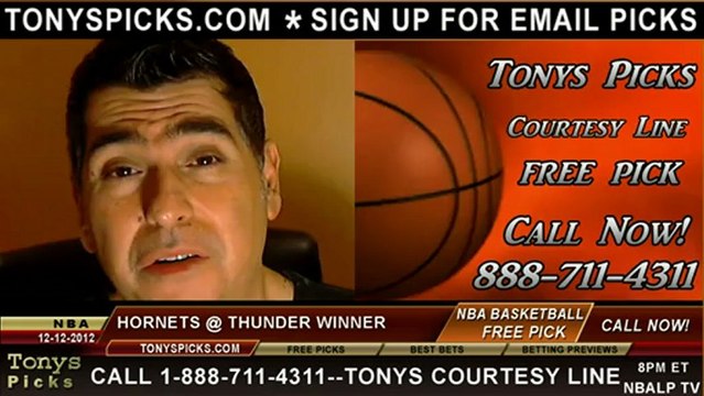 Oklahoma City Thunder versus New Orleans Hornets Pick Prediction NBA Pro Basketball 12-12-2012