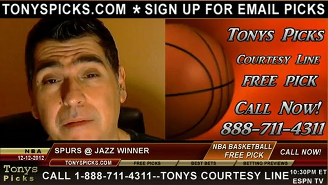 Utah Jazz versus San Antonio Spurs Pick Prediction NBA Pro Basketball Odds Preview 12-12-2012