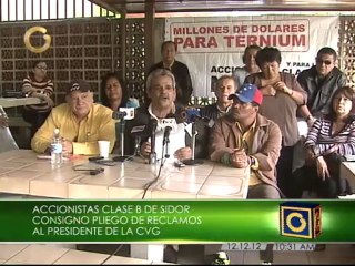 Accionistas Clase B de Sidor consigna pliego de reclamos al presidente de la CVG