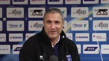 Conférence de presse AJ Auxerre - Chamois Niortais : Bernard  CASONI (AJA) - Pascal GASTIEN (NIORT) - saison 2012/2013