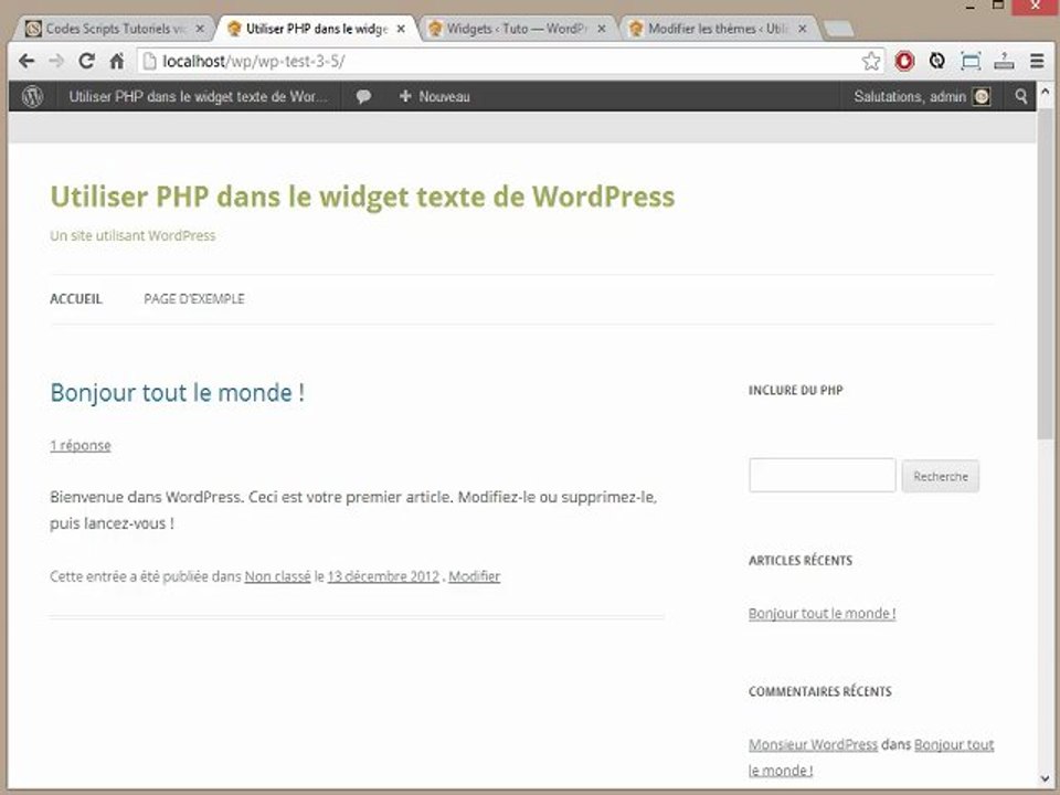 Utiliser PHP dans le widget texte de Wordpress