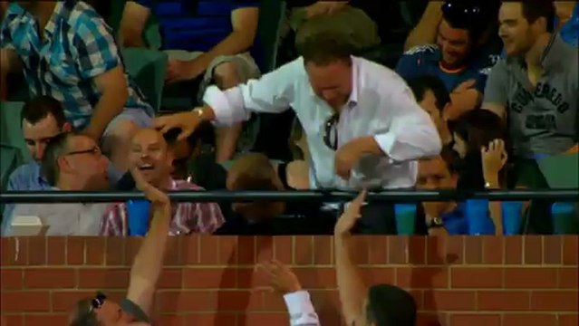 Great catch in the stands