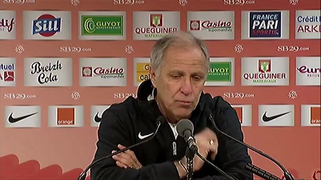 Conférence de presse Stade Brestois 29 - Montpellier Hérault SC : Landry CHAUVIN (SB29) - René GIRARD (MHSC) - saison 2012/2013