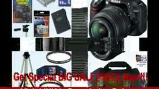 Nikon D3100 14.2MP Digital SLR Camera with 18-55mm f/3.5-5.6 AF-S DX VR Nikkor Zoom Lens + EN-EL14 Battery + Nikon Filter + 16GB Deluxe Accessory Kit