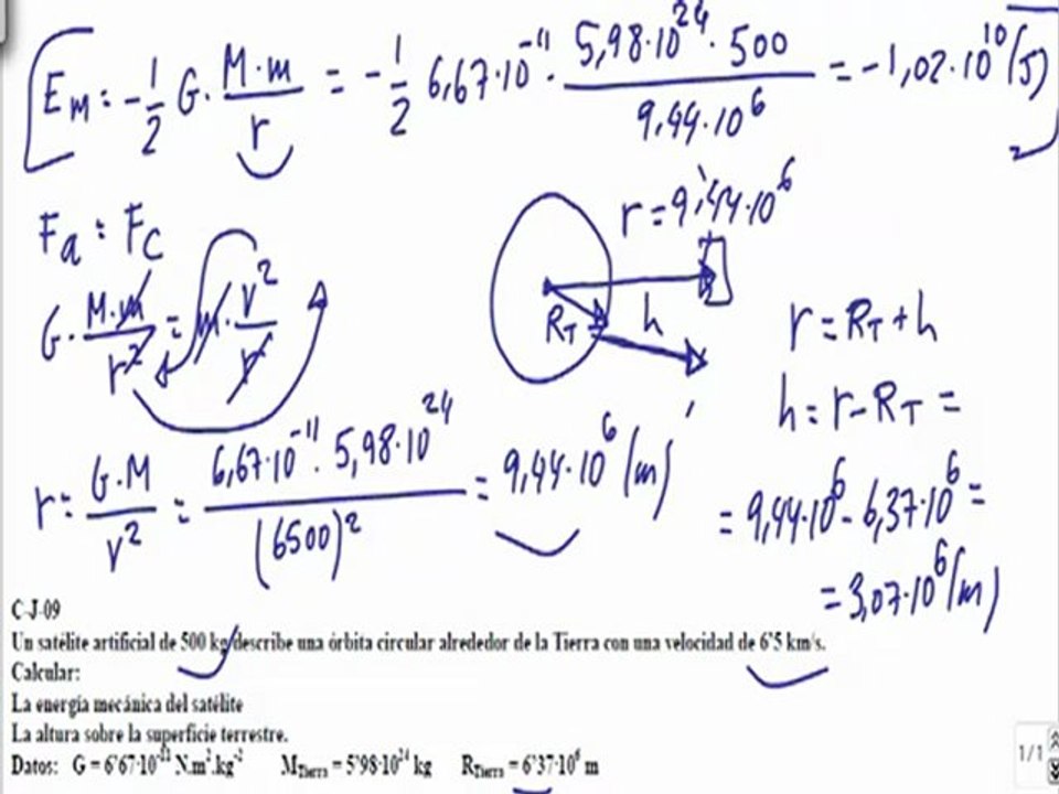 Campo gravitatorio 2º Bachillerato ejercicio 11