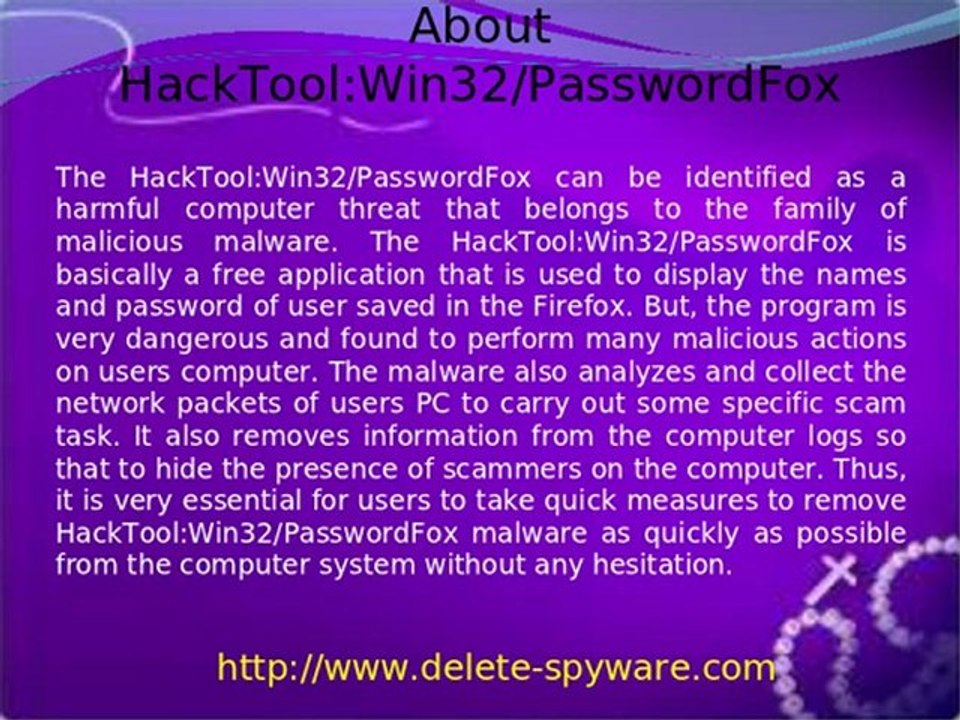 Delete HackTool:Win32/PasswordFox - Easy Deletion Of Malware