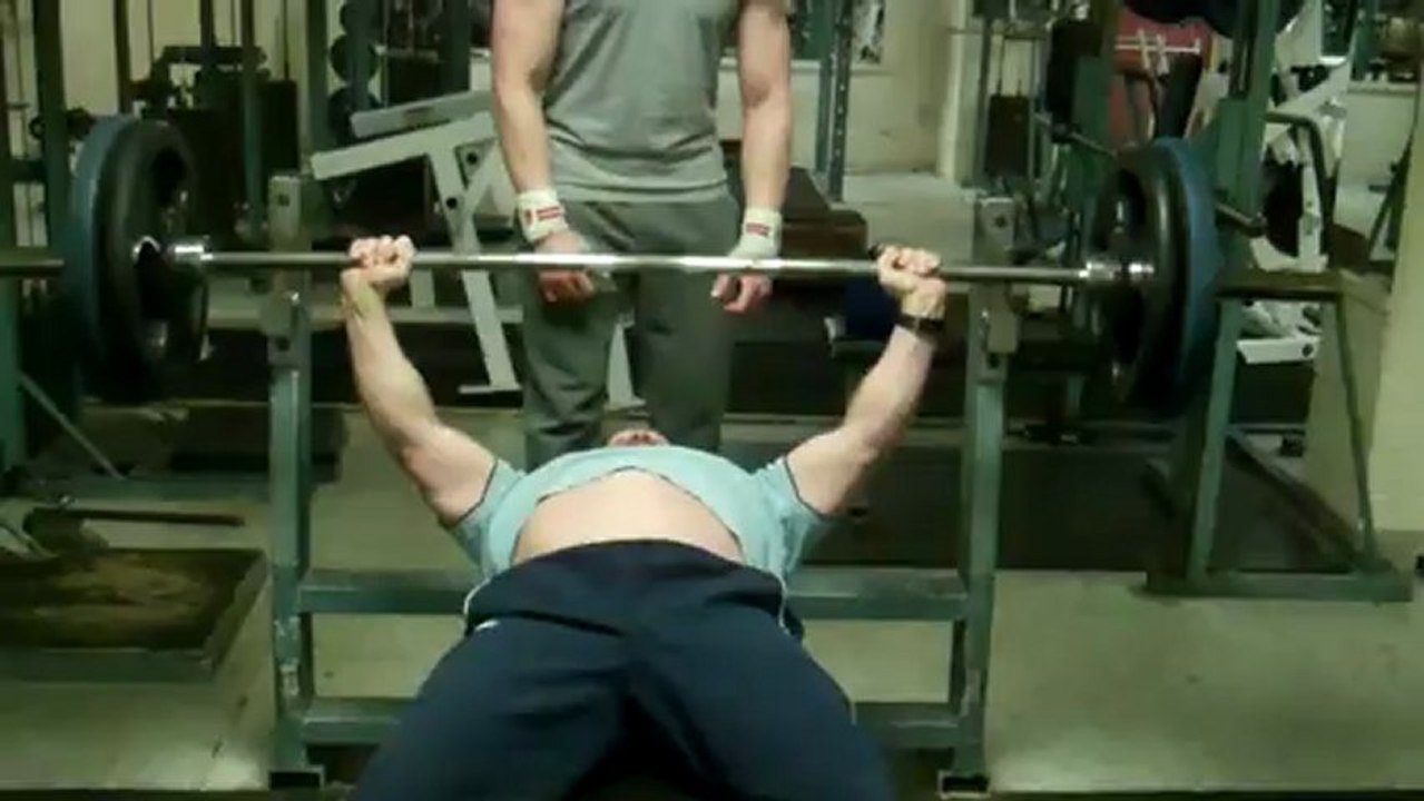 Mikey in the 1 Rep Max Bench Press Section of the Hold-Press-Chin Challenge on Konkura