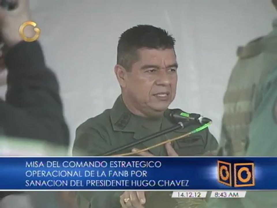 Jefe del Ceofanb pide a Dios que Chávez se recupere y regrese al país