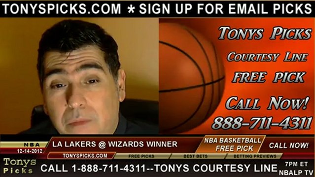 LA Lakers versus Washington Wizards NBA Pro Basketball Pick Prediction 12-14-2012