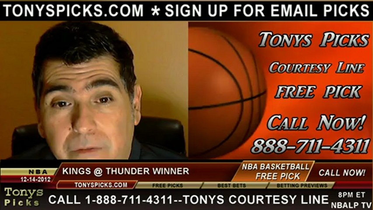 Sacramento Kings versus Oklahoma City Thunder NBA Pro Basketball Pick Prediction Preview 12-14-2012