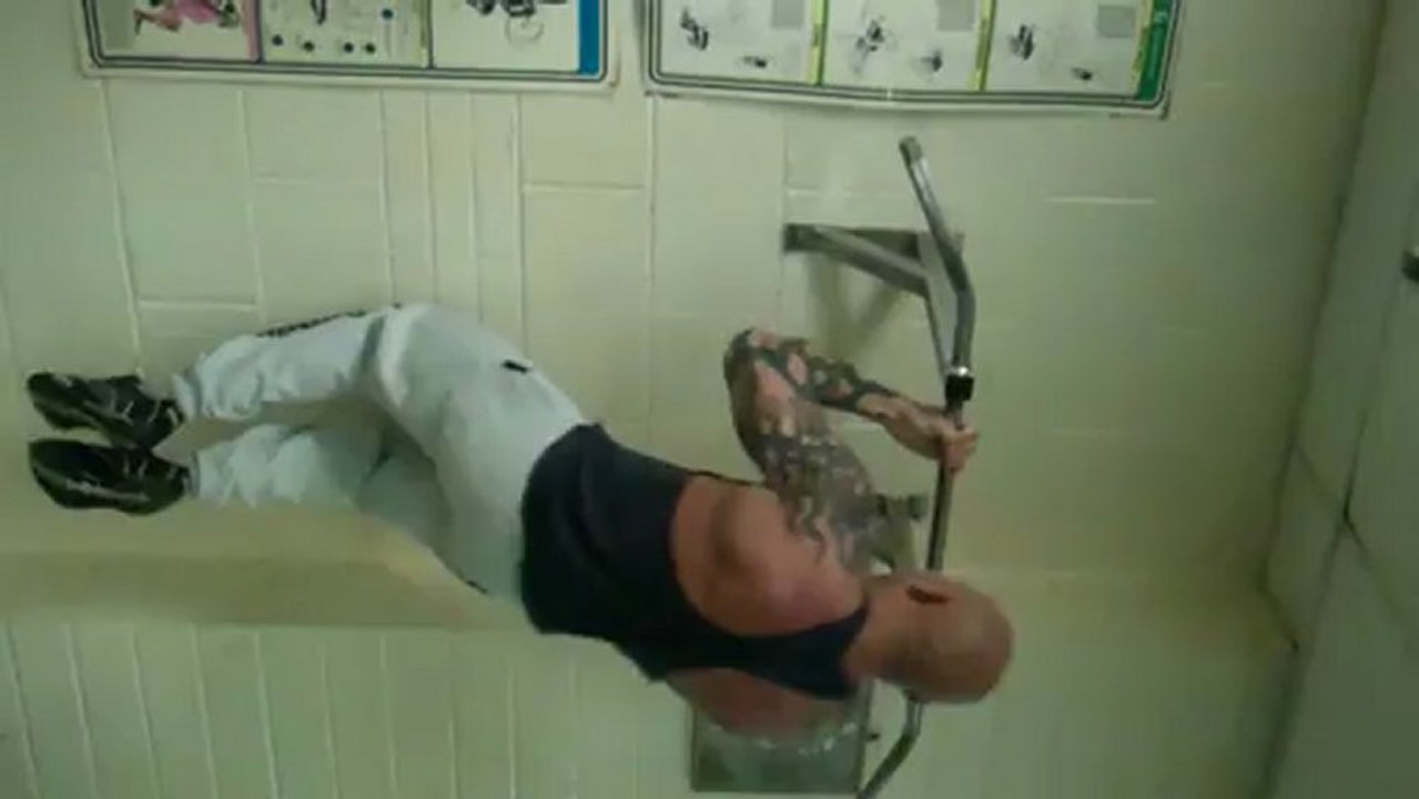 Danny in the Chin-Up Section of the Hold-Press-Chin Challenge on Konkura