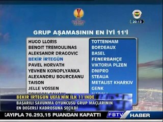 14 Aralık 2012 Bekir İrtegün UEFA En İyi 11'inde