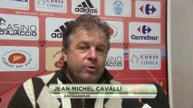 Conférence de presse GFC Ajaccio - Stade Lavallois : Jean-Michel  CAVALLI (GFCA) - Philippe  HINSCHBERGER (LAVAL)