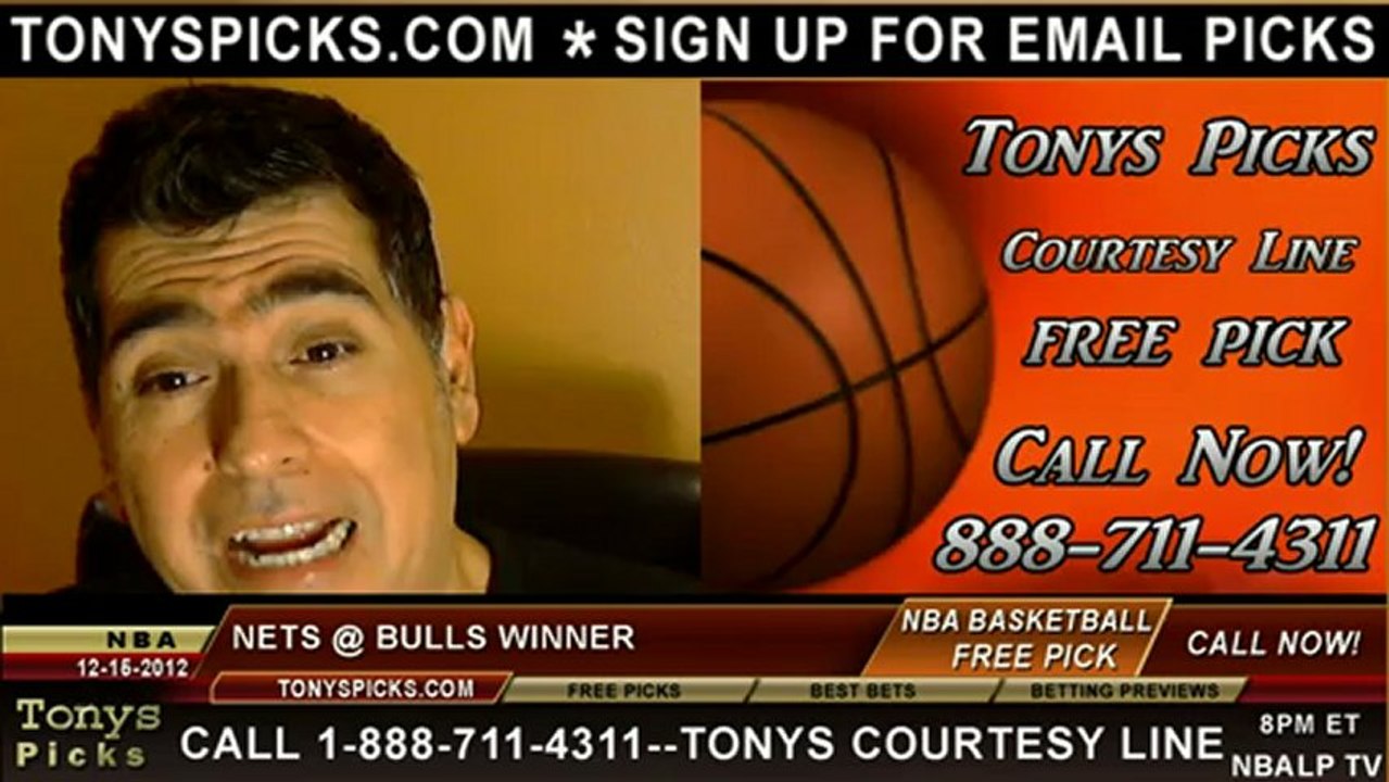Chicago Bulls versus Brooklyn Nets Pick Prediction NBA Pro Basketball Odds Preview 12-15-2012