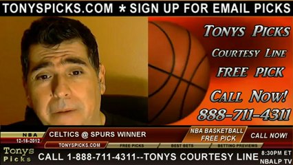 San Antonio Spurs versus Boston Celtics versus Pick Prediction NBA Pro Basketball Odds Preview 12-15-2012