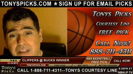 Milwaukee Bucks versus LA Clippers Pick Prediction NBA Pro Basketball Odds Preview 12-15-2012