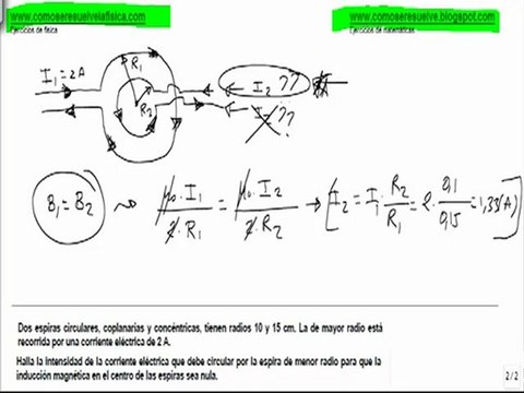 Fisica campo magnetico induccion magnetica interior dos espiras circulares