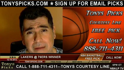 Philadelphia 76ers versus LA Lakers Pick Prediction NBA Pro Basketball Preview 12-16-2012