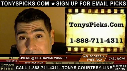 San Francisco 49ers versus Seattle Seahawks NFL Pro Football Pick 12-23-2012