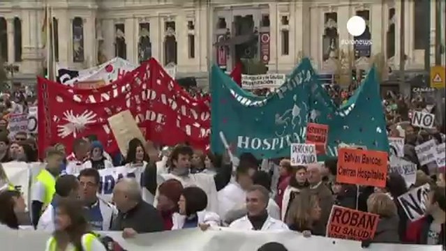 Madrid'de sağlık sektörü çalışanları tekrar...