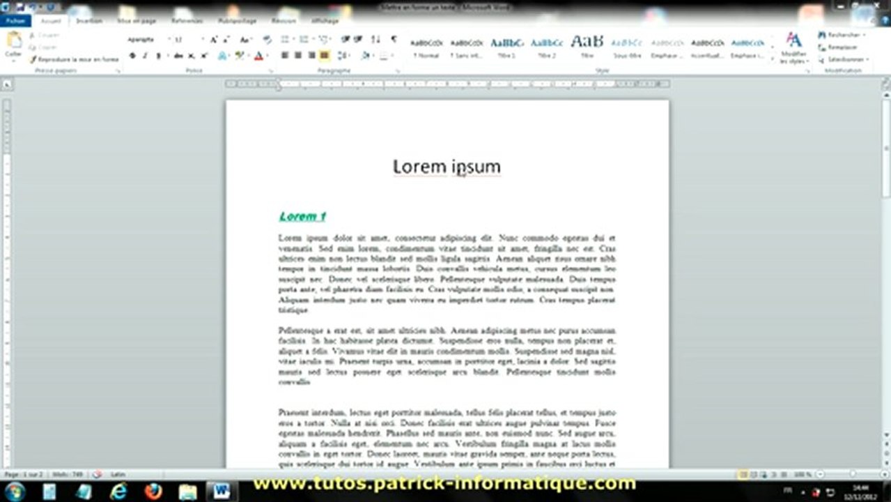 Tuto Word 2010 - Effets sur texte - Extrait