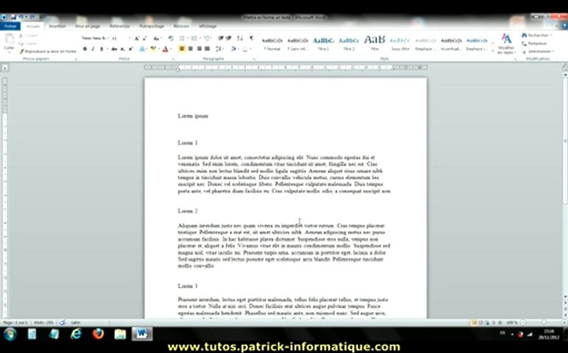 Tuto Word 2010 - Mettre en forme un texte - Extrait