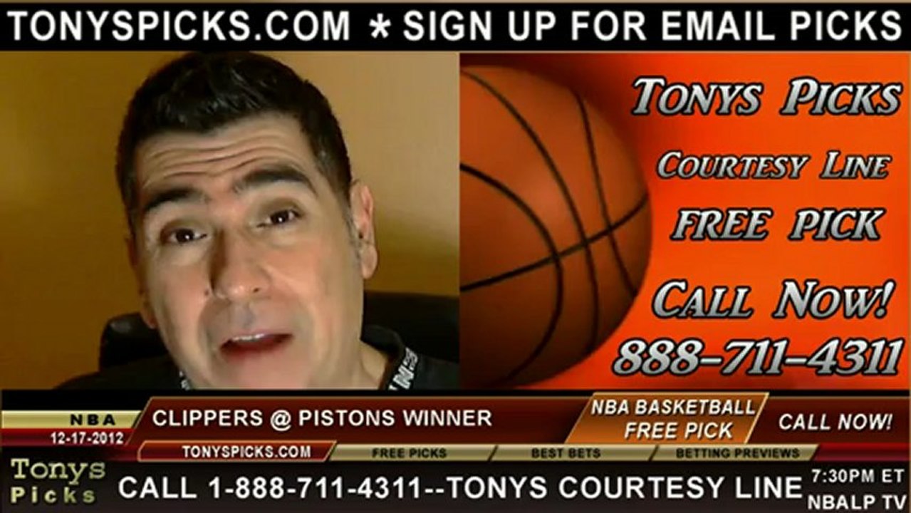 Detroit Pistons versus LA Clippers Pick Prediction NBA Pro Basketball Odds Preview 12-17-2012
