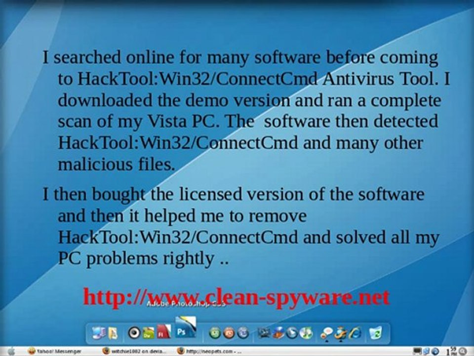 Uninstall HackTool:Win32/ConnectCmd infection from Windows PC