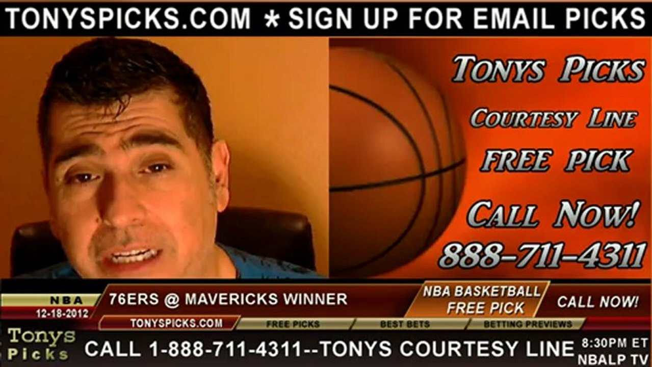 Dallas Mavericks versus Philadelphia 76ers Pick Prediction NBA Pro Basketball Odds Preview 12-18-2012