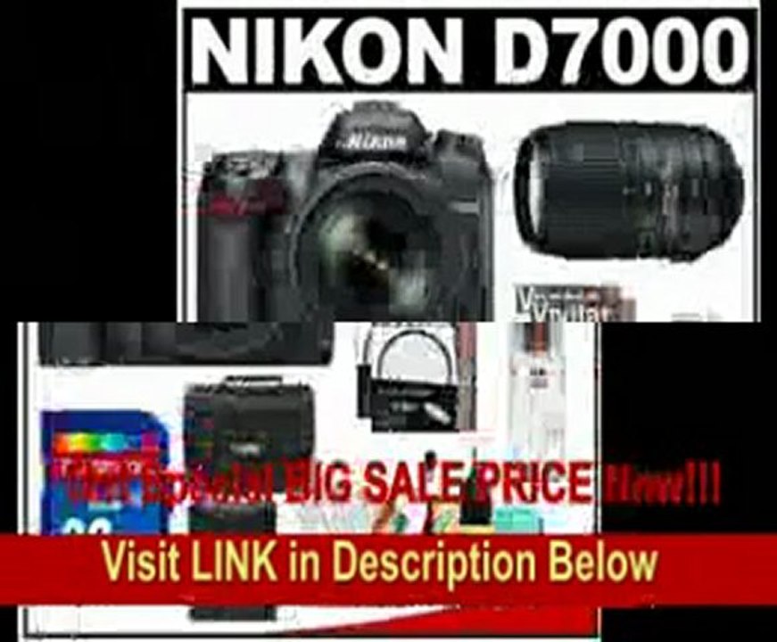 Nikon D7000 Digital SLR Camera & 18-105mm VR + 55-300mm VR Lens + 32GB Card + Filters + Case + Accessory Kit