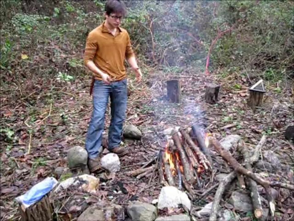 Survival Weekend Making Fire With Wet Wood