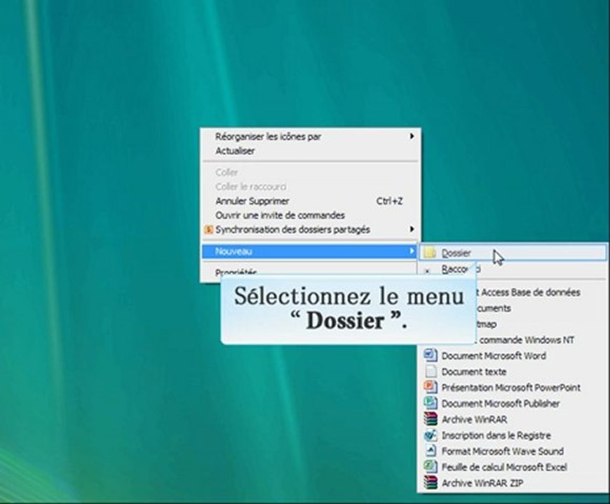 Creer un dossier sous Windows XP