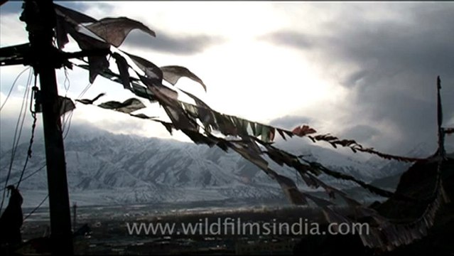 1672.Buddhist Prayer Flags in Ladakh.mov